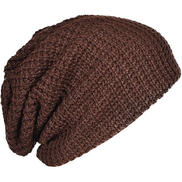 Skullies & Beanies Mens Slouchy Long Oversized Beanie Knit Cap for Summer Winter B08 - Brown - CD12H0WK1J7 $14.34