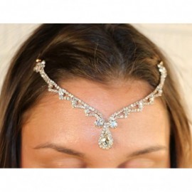 Headbands Women's Teardrop Crystal Rhinestone Tikka Hair Comb Circlete Diadem Head Chain Crown Tiara - Gold Tone - C3183ZG52C...