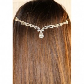 Headbands Women's Teardrop Crystal Rhinestone Tikka Hair Comb Circlete Diadem Head Chain Crown Tiara - Gold Tone - C3183ZG52C...