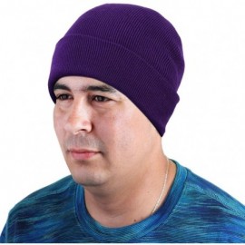 Skullies & Beanies Men Women Knitted Beanie Hat Ski Cap Plain Solid Color Warm Great for Winter - 2pcs Black & Dark Purple - ...