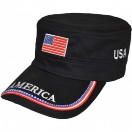 Baseball Caps USA Baseball Cap Polo Style Adjustable Embroidered Dad Hat with American Flag for Men and Women - 4.flat Black ...