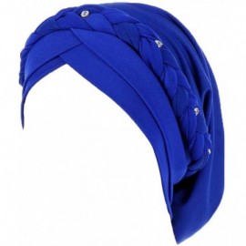 Sun Hats Women India Hat Muslim Solid One Tail Chemo Beanie Scarf Turban Warm Wrap Cap - Navy - CW18LDCDI4Z $8.55