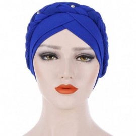 Sun Hats Women India Hat Muslim Solid One Tail Chemo Beanie Scarf Turban Warm Wrap Cap - Navy - CW18LDCDI4Z $8.55