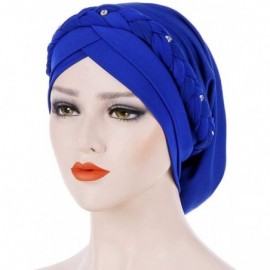 Sun Hats Women India Hat Muslim Solid One Tail Chemo Beanie Scarf Turban Warm Wrap Cap - Navy - CW18LDCDI4Z $8.55