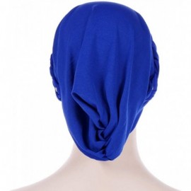 Sun Hats Women India Hat Muslim Solid One Tail Chemo Beanie Scarf Turban Warm Wrap Cap - Navy - CW18LDCDI4Z $8.55