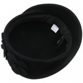 Berets Womens Church Woolen Winter Solid Senior Flower Beret Cap - Black - C618CQTNDH3 $10.04