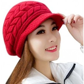 Skullies & Beanies Women Winter Knit Hats with Visor - Warm Berets Caps Knitted Wool Baggy Snow Ski Beanie Hat - Watermelon R...