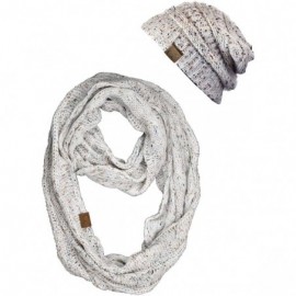 Skullies & Beanies Soft Stretch Colorful Confetti Cable Knit Beanie and Infinity Loop Scarf Set - Ivory - CA1939CXDWO $27.56