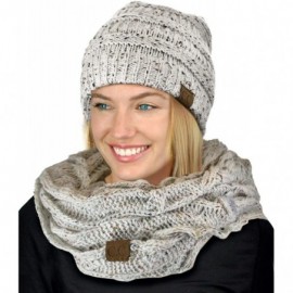Skullies & Beanies Soft Stretch Colorful Confetti Cable Knit Beanie and Infinity Loop Scarf Set - Ivory - CA1939CXDWO $27.56
