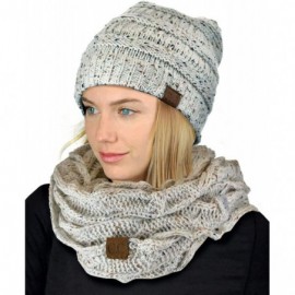 Skullies & Beanies Soft Stretch Colorful Confetti Cable Knit Beanie and Infinity Loop Scarf Set - Ivory - CA1939CXDWO $27.56