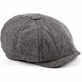 Newsboy Caps Mens Flat Cap Beret Herringbone Newsboy Bakerboy Hat Gatsby Peaky Blinders - Light-gray - C218LGMIZLX $9.95