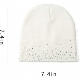 Skullies & Beanies Women Winter Beanie Hat Rhinestone Warm Knit Hat Slouchy Ski Skull Cap - White - CC18KXHNWST $10.18