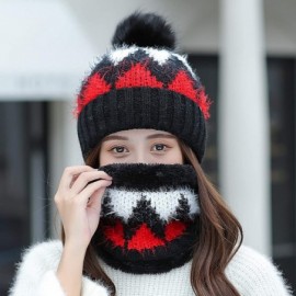 Skullies & Beanies 2 Piece Set Women Skull Beanie Snow Ski Hat Neck Circle Scarf Balaclavas Winter Knit Fleece Cap Cold Weath...