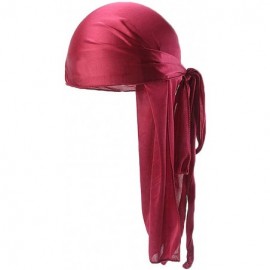 Skullies & Beanies Silk Durags for Men Waves-Long Tail Cool Doorags Scarf Chemo Wave Caps - Red Wine - C518SN3O7GW $23.25