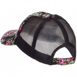 Baseball Caps Floral Print Mesh Trucker Cap - Black - C712HV9Q4XV $10.90