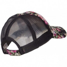 Baseball Caps Floral Print Mesh Trucker Cap - Black - C712HV9Q4XV $10.90