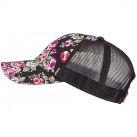 Baseball Caps Floral Print Mesh Trucker Cap - Black - C712HV9Q4XV $10.90