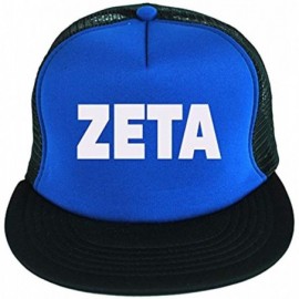 Baseball Caps Zeta Phi Beta Nickname Flat Bill Snapback Trucker Cap - Royal Blue/Black W/White Letter Color - CC125J6P5YR $58.61