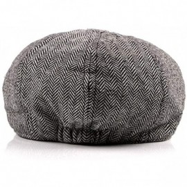 Newsboy Caps Mens Flat Cap Beret Herringbone Newsboy Bakerboy Hat Gatsby Peaky Blinders - Light-gray - C218LGMIZLX $9.95