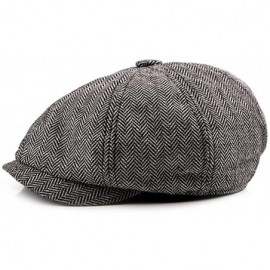 Newsboy Caps Mens Flat Cap Beret Herringbone Newsboy Bakerboy Hat Gatsby Peaky Blinders - Light-gray - C218LGMIZLX $9.95