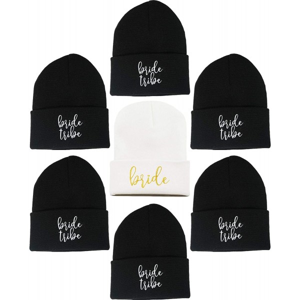 Skullies & Beanies Womens Bride Beanie Warm Knit Embroidered Bride Tribe Skull Cap Hat - C518OTCEUWO $33.02