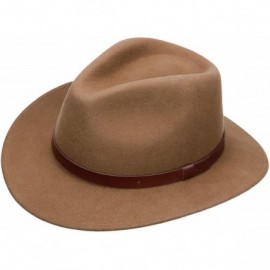Fedoras Fedora for Men Women Wool Felt Camel Red Grey Black Panama Hat Classic Wide Brim Vintage - Camel - CS18X65KQ70 $27.41