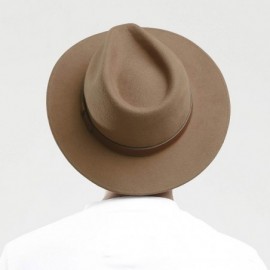 Fedoras Fedora for Men Women Wool Felt Camel Red Grey Black Panama Hat Classic Wide Brim Vintage - Camel - CS18X65KQ70 $27.41