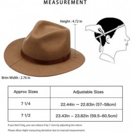 Fedoras Fedora for Men Women Wool Felt Camel Red Grey Black Panama Hat Classic Wide Brim Vintage - Camel - CS18X65KQ70 $27.41