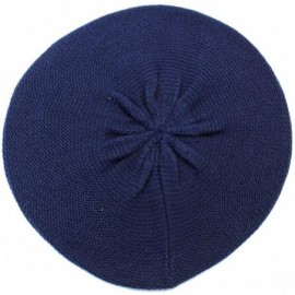 Berets JTL Beret Beanie Hat for Women Fashion Light Weight Knit Solid Color - 2pcs-pack Navy and Black - C918QGGN99A $19.62