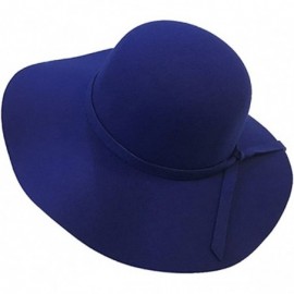 Sun Hats Vintage Women Ladies Wide Brim Floppy Warm Wool Blend Felt Hat Trilby Bowler Cap - 2 Pack Black+blue - CE12G73ZO33 $...