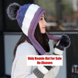 Skullies & Beanies Women Fleece Lined Winter Beanie Hat Ski Cap Ear Flaps Peruvian Dual Layered Pompoms - B05-lut010-zise - C...