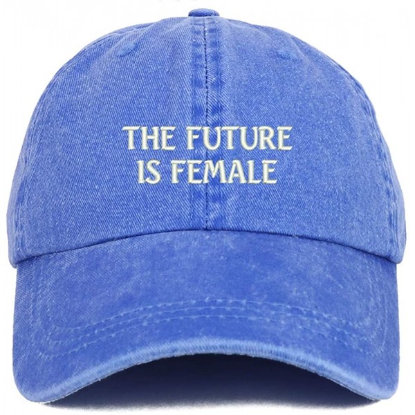 Baseball Caps The Future is Female Embroidered Soft Washed Cotton Adjustable Cap - Royal - C118SU3KA54 $17.65