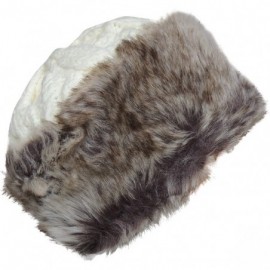 Skullies & Beanies Women's Faux Fur Brim Winter Hat- Sherpa Lined- Chunky Cable Knit- Extra Warm! - Creamy Ivory - C218LEYCD5...