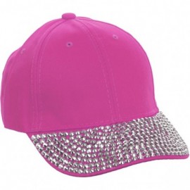 Baseball Caps Studded Rhinestone Brim Adjustable Baseball Cap Hat (Pink) - CD11M5IHYG5 $23.39