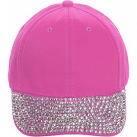 Baseball Caps Studded Rhinestone Brim Adjustable Baseball Cap Hat (Pink) - CD11M5IHYG5 $14.97