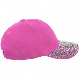 Baseball Caps Studded Rhinestone Brim Adjustable Baseball Cap Hat (Pink) - CD11M5IHYG5 $14.97