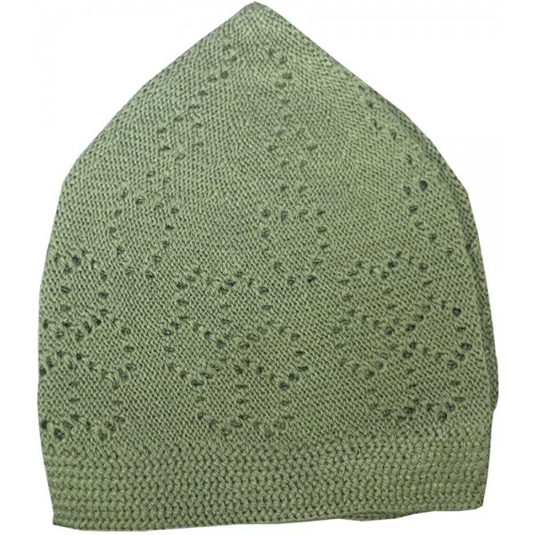Skullies & Beanies Kufi Cap For Men - Crocheted - Light Olive - CC189XXMS40 $11.01