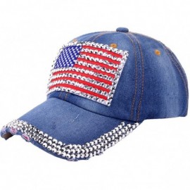Baseball Caps USA Bling Baseball Cap Sparkle American Flag Hat for Men Women Hip Hop Caps - Blue 3 - C818UGUEA9W $27.25