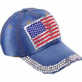 Baseball Caps USA Bling Baseball Cap Sparkle American Flag Hat for Men Women Hip Hop Caps - Blue 3 - C818UGUEA9W $11.26