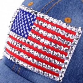 Baseball Caps USA Bling Baseball Cap Sparkle American Flag Hat for Men Women Hip Hop Caps - Blue 3 - C818UGUEA9W $11.26