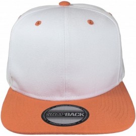 Baseball Caps Plain Blank Flat Brim Adjustable Snapback Baseball Caps Wholesale LOT 12 Pack - White/Orange - CN18DWLZ02Q $27.71
