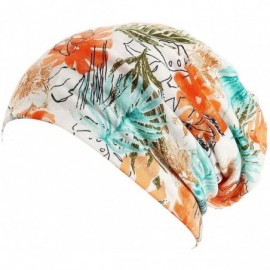 Skullies & Beanies Print Flower Cap Cancer Hats Beanie Stretch Casual Turbans for Women - Orangeleaf - CD198UMWTYX $11.53