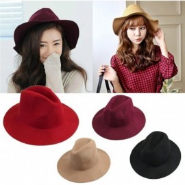 Fedoras Women's Large Brim Casual Felt Hat Fedoras Cap - White - C1124EJOCML $14.82