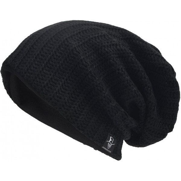 Skullies & Beanies Mens Slouchy Beanie Knit Skull Cap Long Baggy Hip-hop Winter Summer Hat B305 - Ribbed-black - CB185T5T55L ...