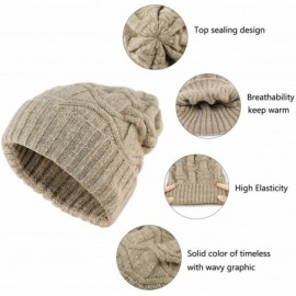 Skullies & Beanies Winter Warm Knitted Beanie Hats Slouchy Skull Cap Velvet Lined Touch Screen Gloves for Men Women - Light C...