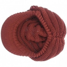 Skullies & Beanies Women's Knit Newsboy Hat with Satin Flower - Burgundy - C311QWRJ0WL $13.79
