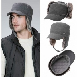 Baseball Caps Mens Womens Winter Wool Baseball Cap with Ear Flaps Faux Fur Earflap Trapper Hunting Hat for Cold Weather - CJ1...