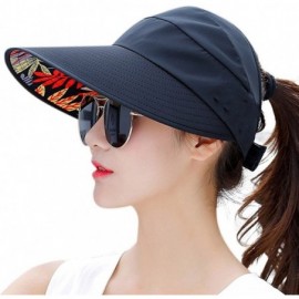 Sun Hats Sun Hats for Women Wide Brim Sun Hat Packable UV Protection Visor Floppy Womens Beach Cap - Black - CR18CGCK762 $19.81