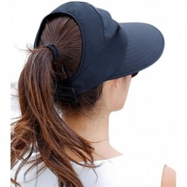 Sun Hats Sun Hats for Women Wide Brim Sun Hat Packable UV Protection Visor Floppy Womens Beach Cap - Black - CR18CGCK762 $9.65