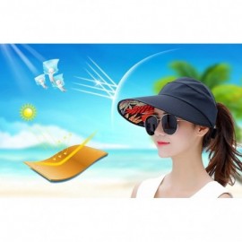 Sun Hats Sun Hats for Women Wide Brim Sun Hat Packable UV Protection Visor Floppy Womens Beach Cap - Black - CR18CGCK762 $9.65